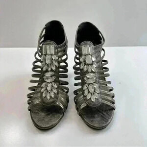 New York Transit Sandals Shoes‎ Women’s Size 6 Jeweled Bronze Color Caged Heels
